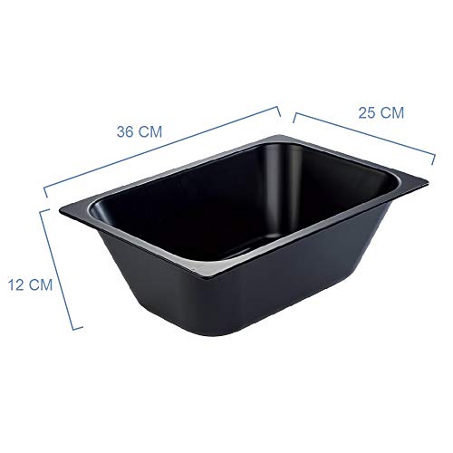 1 bandeja negra de plástico rígido de 36 x 25 x 12 cm (5,8) para vitrina helada