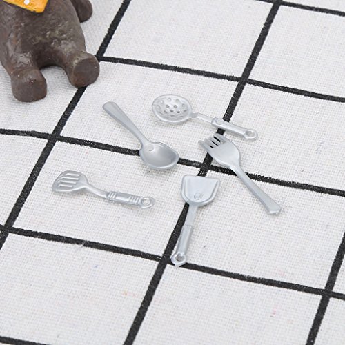 10 piezas 1:12 tenedor olla cocina Set juguetes casa de muñecas miniatura muñecas accesorios plata