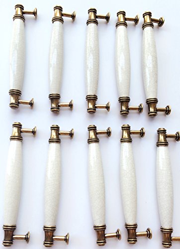 10 x Tiradores de muebles Tiradores de puerta Tiradores de arco Perillas de muebles Tiradores de muebles Perilla de muebles de cerámica Tirador de muebles Tiradores de armarios Paso 128 mm (Tipo 1)