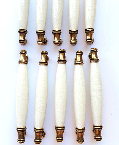 10 x Tiradores de muebles Tiradores de puerta Tiradores de arco Perillas de muebles Tiradores de muebles Perilla de muebles de cerámica Tirador de muebles Tiradores de armarios Paso 128 mm (Tipo 1)