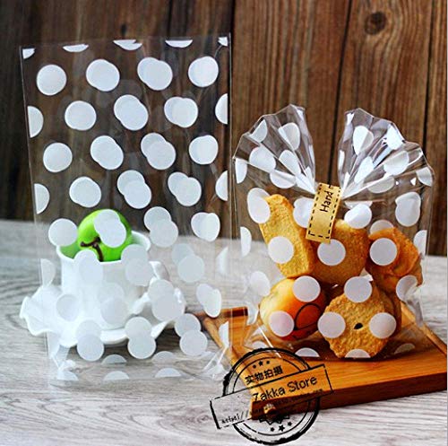 100 bolsas de dulces de bolsillo plano vertical de lunares dorados-sarga dorada 13 * 21 * 4.5cm
