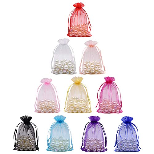 100 bolsas de regalo de organza de colores surtidos, 10 x 15 cm para joyas, bolsas de regalo de boda, fiestas, bolsas de malla de caramelo de Navidad