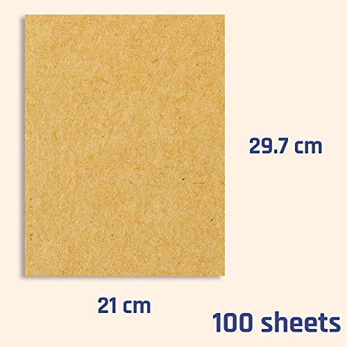 100 hojas, Papel Kraft Marrón A4, 100 g/m²