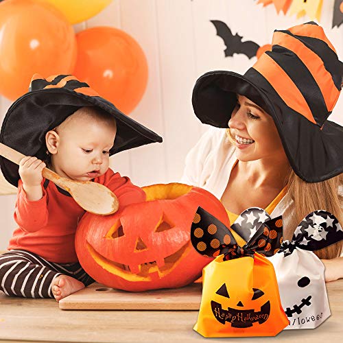 100 Piezas de Bolsos Dulces de Halloween, Divertidas Bolsas de Regalo de Calabaza Para la Fiesta de Halloween, Happy Halloween Treat Bag para Sweet Cookie, 2 Estilos