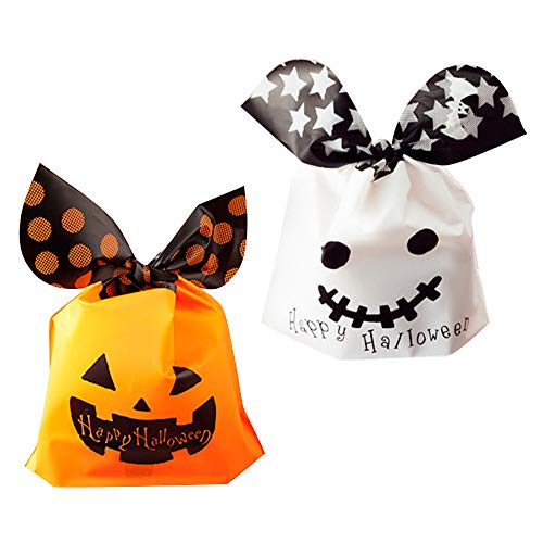 100 Piezas de Bolsos Dulces de Halloween, Divertidas Bolsas de Regalo de Calabaza Para la Fiesta de Halloween, Happy Halloween Treat Bag para Sweet Cookie, 2 Estilos