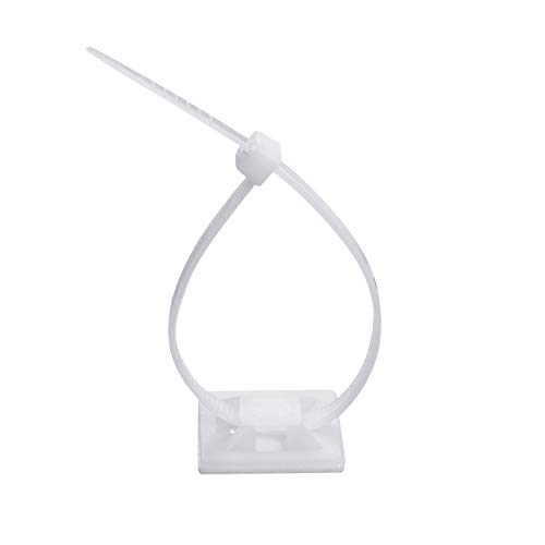 100 Piezas de Soporte de Base de Atar Cable Auto Adhesivo Montaje Adhesivo de Cable Negro con Brida Negra de Cable de Múltiples Usos (Longitud 150 mm, Anchura 2 cm, Blanco)