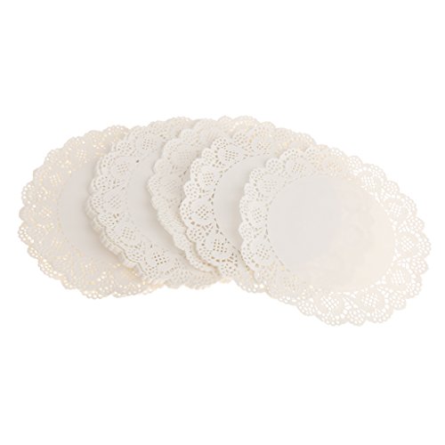 100 Piezas Redondas Blondas De Papel Blanco Pastillas De Tortas De Papel Hueco Del Cordón Tapetitos De Papel