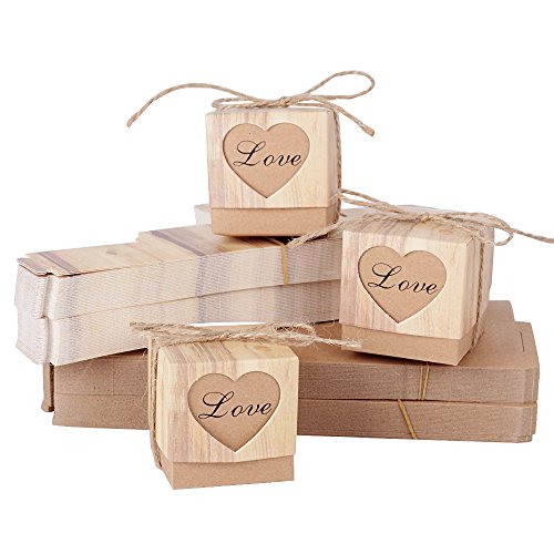 100Pcs Cajas Cajitas con Corazón Love Caramelos Dulces Bombones Boda Cumpleaños Fiesta Bautizo Graduación (5*5*5 cm)