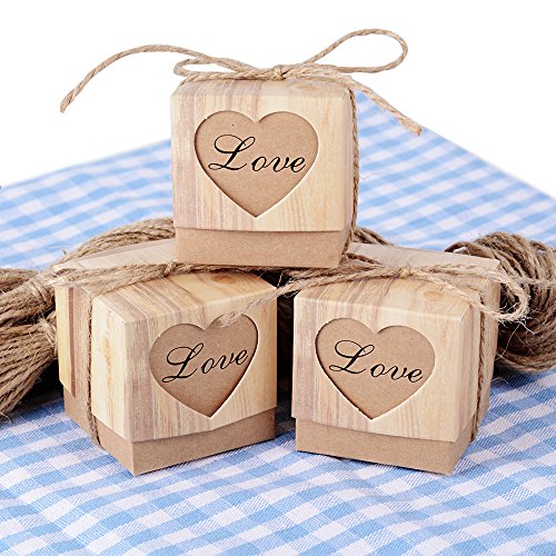 100Pcs Cajas Cajitas con Corazón Love Caramelos Dulces Bombones Boda Cumpleaños Fiesta Bautizo Graduación (5*5*5 cm)