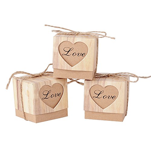 100Pcs Cajas Cajitas con Corazón Love Caramelos Dulces Bombones Boda Cumpleaños Fiesta Bautizo Graduación (5*5*5 cm)