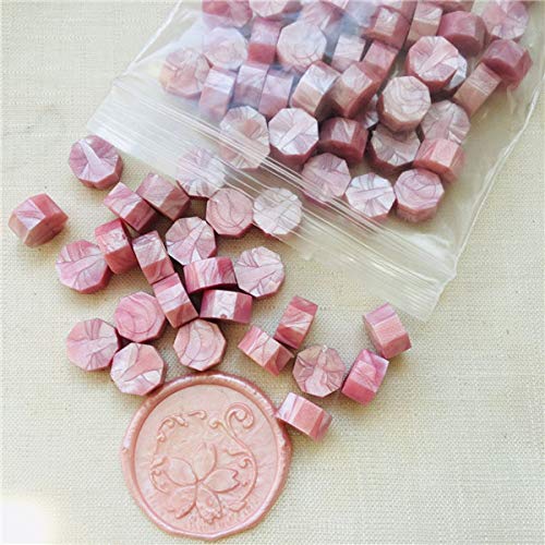 100pcs Sellado de perlas de cera, sello de cera Vintage sello de sello de la tableta pastillas de la píldora para el sobre de la boda sello de cera antigua lacre de sellado de color rosa claro
