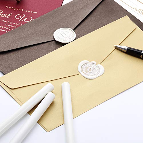 15 Palillos de Cera de Sellado de Pistola de Pegamento para Sello de Lacre Retro Vintage y Carta, para Invitaciones de Boda, Sobres de Tarjetas, Caracoles, Envoltura de Vino Regalos (Blanco Marfil)