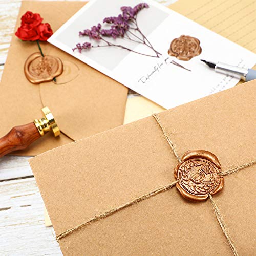 15 Palillos de Cera de Sellado de Pistola de Pegamento para Sello de Lacre Retro Vintage y Carta, para Invitaciones de Boda, Sobres de Tarjetas, Caracoles, Envoltura de Vino Regalos (Dorado Café)