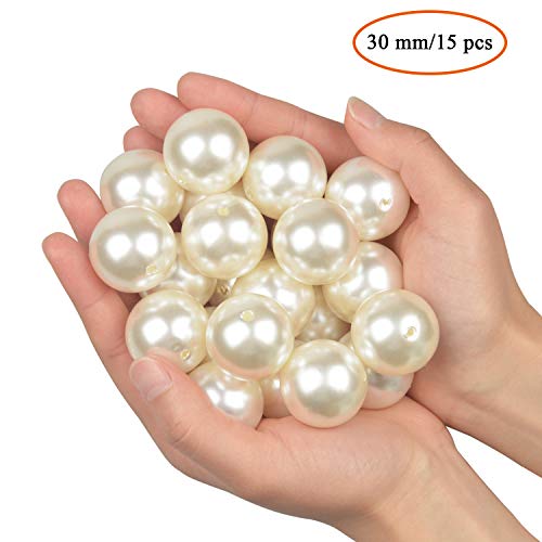 15 PCS 30mm Perlas para manualidades perlas para coser plástico perlas decorativas para rellenos de jarrones/collares de/bricolaje de joyería/bodas/fiesta de/cumpleaños decoració/Decoración del hogar