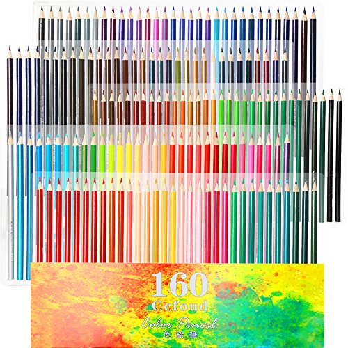 160 Lápices de colores de arte aceitoso para niños y adultos Libros para colorear Obra de arte con borrador y sacapuntas de Ccfoud