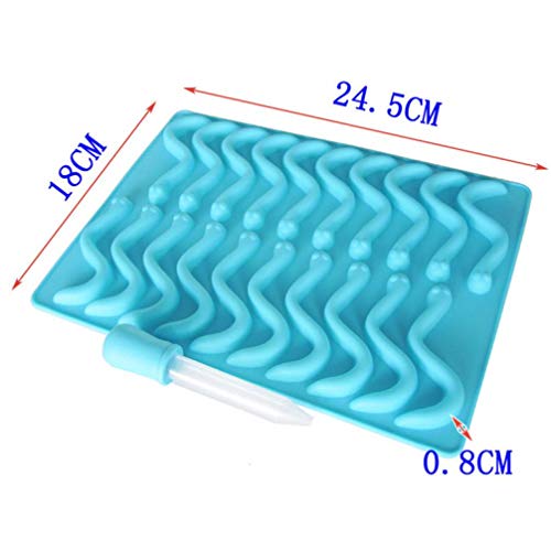 1PC Azul para Hornear Accesorios Hard Candy moldes de Silicona en Forma de Serpientes Gusanos de gominola del Molde del Molde del Chocolate Novedades para la Cocina