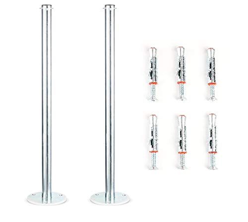 2 POSTES DE DELIMITACION BLANCOS DE ACERO GALVANIZADO RESISTENTE
