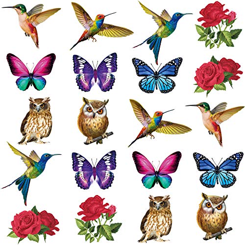 20 Adhesivas de Ventana Anticolisión de Alerta de Aves Decoraciones Pegatinas de Colibrí Rosa Mariposa Búho Etiqueta Disuasoria Estática Evitar Choques de Pájaros en Ppuertas Ventanas Vidrio