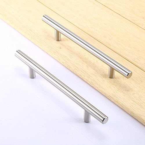 20 unids Tiradores para Puerta Manijas de Barra en T de Acero Inoxidable para Muebles Armario de Cocina Cajón Gabinete Mobiliario y Puertas Interiores