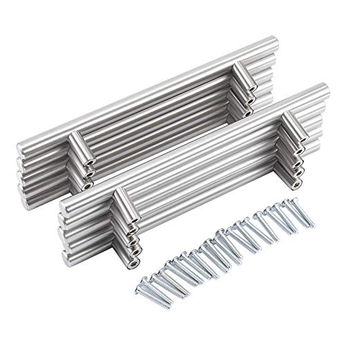 20 unids Tiradores para Puerta Manijas de Barra en T de Acero Inoxidable para Muebles Armario de Cocina Cajón Gabinete Mobiliario y Puertas Interiores