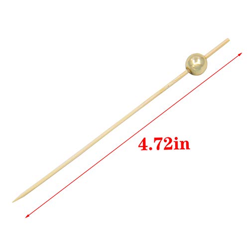 200 Palitos para Cócteles Cóctel Mezclador Bambú Frutas para Barbacoa Fiesta, Coctelería Pinchos san valentín boda fiesta (Oro, perla blanca)