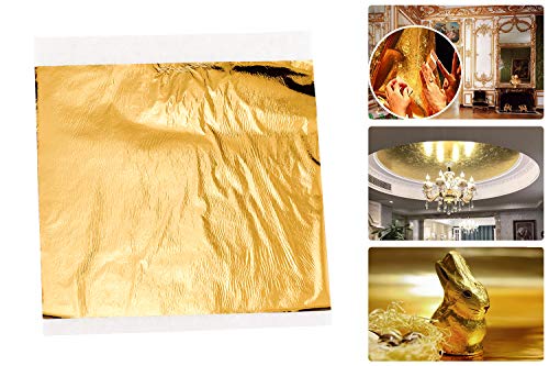 200 Pan de Oro Manualidades, 14 X 14 cm Hojas de Papel de Oro de Imitación Para Proyecto Artístico