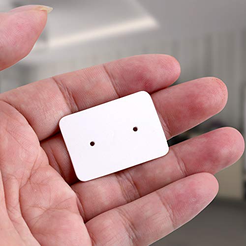 200pcs Etiquetas de regalo de papel de estraza pendientes forma 2,5 cm x 3,5 cm rectangular boda Ear Studs pantalla Hang Tag, blanco