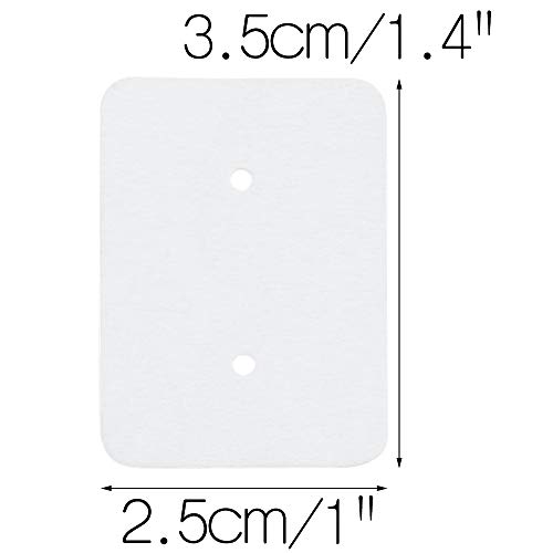 200pcs Etiquetas de regalo de papel de estraza pendientes forma 2,5 cm x 3,5 cm rectangular boda Ear Studs pantalla Hang Tag, blanco
