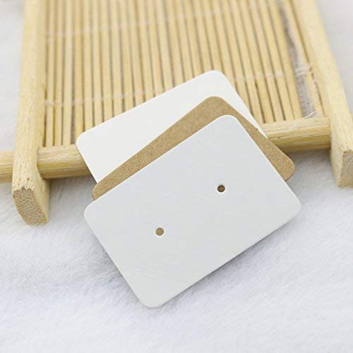 200pcs Etiquetas de regalo de papel de estraza pendientes forma 2,5 cm x 3,5 cm rectangular boda Ear Studs pantalla Hang Tag, blanco