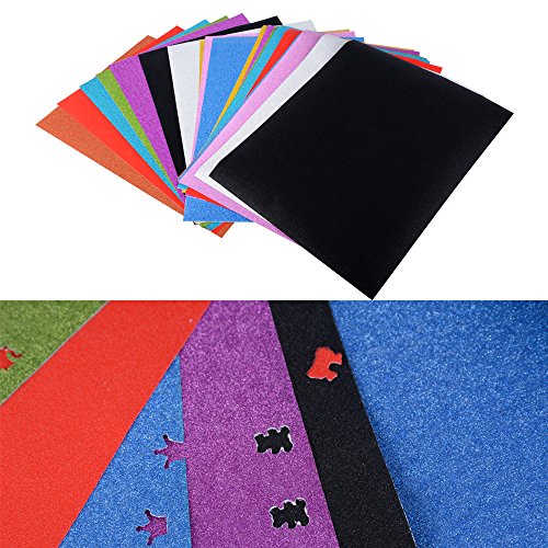 20pcs Cartulinas A4 de Colores Adhesivas de Purpurina Pegatina Papel para Decoración, Manualidades DIY Scrapbook Tarjetas