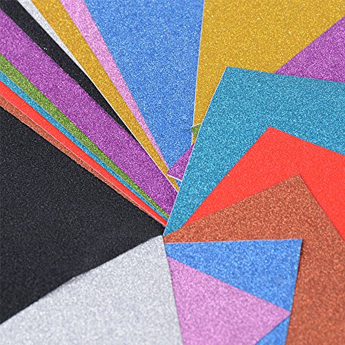 20pcs Cartulinas A4 de Colores Adhesivas de Purpurina Pegatina Papel para Decoración, Manualidades DIY Scrapbook Tarjetas