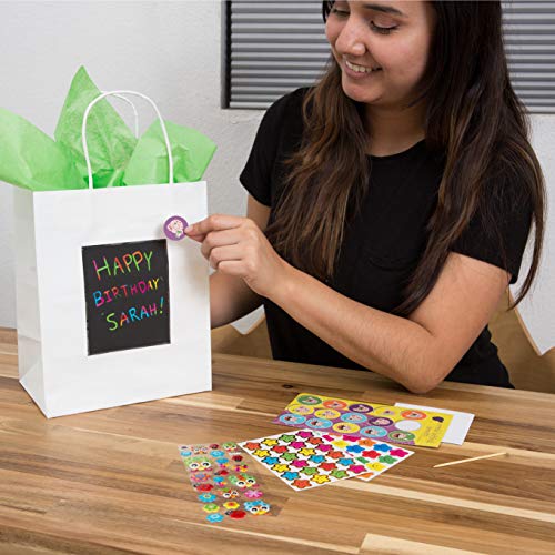 24 Bolsas de Regalo Blancas y Papel de Seda de Purple Ladybug - Bolsitas Kraft Originales 19x24x12 cm para Personalizar y Envolver Regalos, Envoltorio para Fiestas de Cumpleaños, Navidad y más