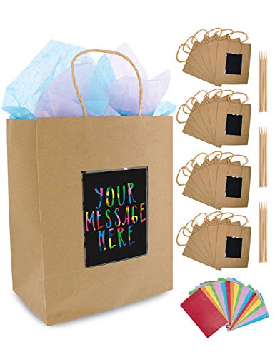 24 Bolsas de Regalo Marrón y Papel de Seda de Purple Ladybug - Bolsitas Kraft Originales 19x24x12 cm para Personalizar y Envolver Regalos, Envoltorio para Fiestas de Cumpleaños, Navidad y más