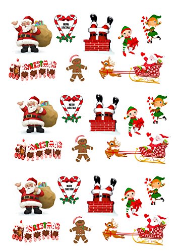 24 Stand Up & Premium diseño de elfo navideño de Papá Noel decoración de pasteles papel comestible