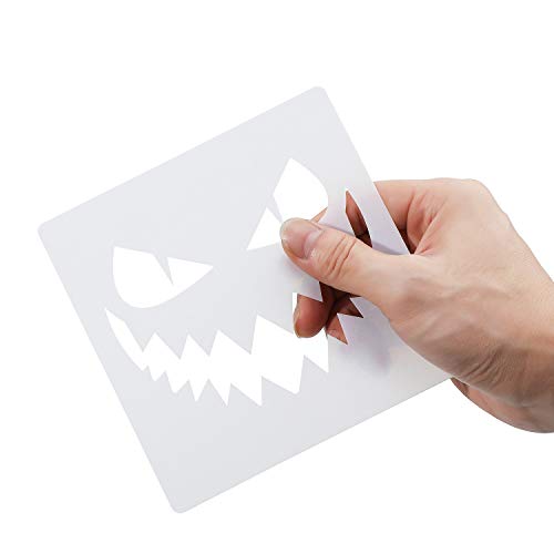 25 Piezas Plantillas Reutilizables de Cara de Dibujo Calabaza Halloween Plantillas de Plástico Tema Halloween Plantilla Pintura Decorativa Halloween para Tallado Calabaza Pintura Bricolaje