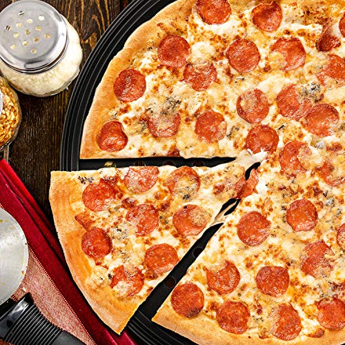 3 Bandejas de Pizza Sartén de Pizza de Acero al Carbono Bandeja de Pizza Redonda Antiadherente con Agujeros para Uso Doméstico en Hoteles y Restaurantes, 9 Pulgadas/ 11 Pulgadas/ 12,5 Pulgadas
