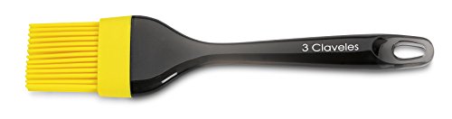 3 Claveles - Pincel Cocina o Repostería, Silicona Amarillo, Mango Poliestireno Negro -(22cm)