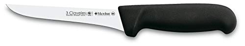 3 Claveles Set de 3 Corte de Jamón Profesional, Incluye Cuchillo Carnicero, Deshuesador y Jamonero Alveolado, Chaira y Estuche Portacuchillos, Tela, Negro, 0 cm