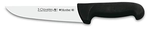 3 Claveles Set de 3 Corte de Jamón Profesional, Incluye Cuchillo Carnicero, Deshuesador y Jamonero Alveolado, Chaira y Estuche Portacuchillos, Tela, Negro, 0 cm