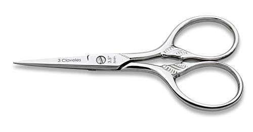 3 Claveles Tijera de Bordar, Cuerno, 3.5", Acero Carbono, Gris, 10 cm (4")