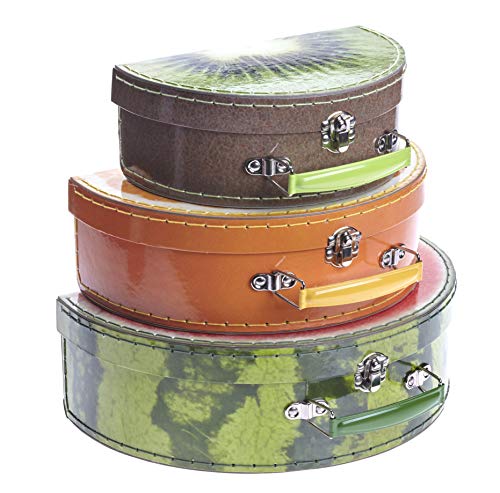3 piezas Set Maletín infantil – Maletín de juego para peluches – Juguetes – malstifte uvm. | perfecto para el dormitorio y viajes con motivos de frutas fresco – Melón, color naranja y kiwi