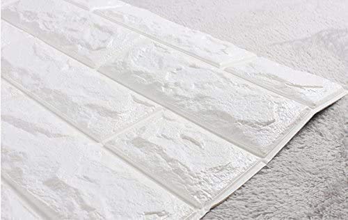3D papel pintado blanco del ladrillo, paneles 3D de la pared,Papel Pintado, Ladrillo Pegatina Pared Autoadhesivo Panel Pared Impermeable (6 piezas)