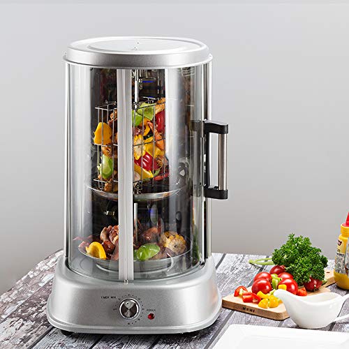 4 En Uno Parrilla Eléctrica Rotativa Asador De Parrilla Pollo Carne Vegetales Grill Master 1500 W Parrilla Vertical Giratoria Pollo Gyros Pincho Giratorio 360° Y Apto Para Lavavajillas Plateado