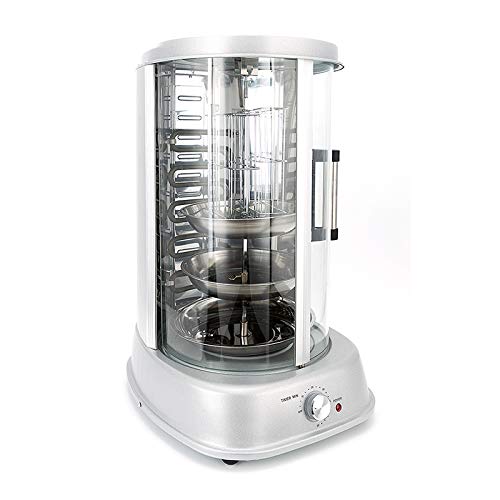4 En Uno Parrilla Eléctrica Rotativa Asador De Parrilla Pollo Carne Vegetales Grill Master 1500 W Parrilla Vertical Giratoria Pollo Gyros Pincho Giratorio 360° Y Apto Para Lavavajillas Plateado