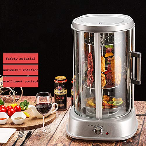 4 En Uno Parrilla Eléctrica Rotativa Asador De Parrilla Pollo Carne Vegetales Grill Master 1500 W Parrilla Vertical Giratoria Pollo Gyros Pincho Giratorio 360° Y Apto Para Lavavajillas Plateado