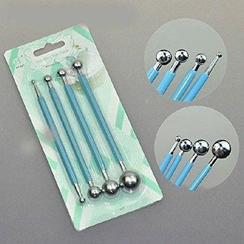 4 pcs Metal Fondant Pastel Flor Modelado Herramientas de Bola