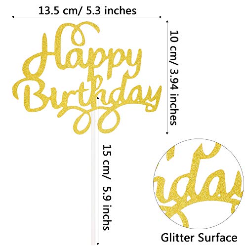 40 Piezas Adorno de Pastel Happy Birthday Selecciones de Magdalena de Cumpleaños para Decoración de Pastel de Fiesta de Cumpleaños, 8 Colores (Letras Rizadas)