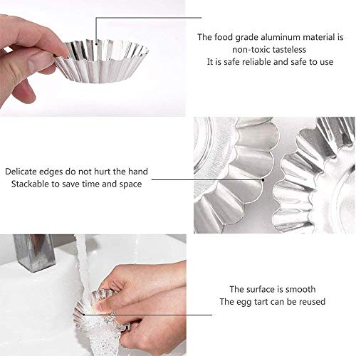 50 piezas Set Molde de Tartaleta de Huevo Tazas de Huevo para Hornear Tarta Mollete Magdalena Material Aluminio DIY Herramienta Cocina