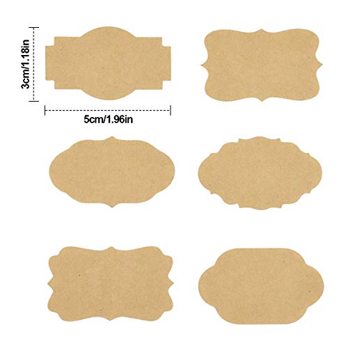 500 piezas Pegatina Kraft,1.98 x 1.18 Pulgadas Extraíbles Pegatinas Etiqueta Adhesiva, 6 Formas Hornear Hecho a Mano Etiquetas Autoadhesivos DIY para Alimentos, Decoración, Botellas, Frascos, Regalos