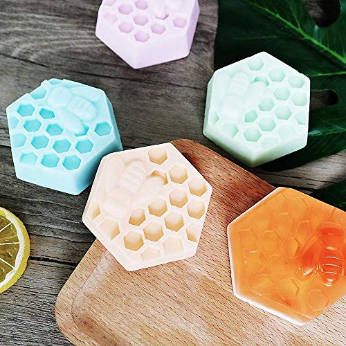 6 agujeros Panal Jabón Silicona Fondant Molde Bandeja de cubitos de hielo Miel de abeja Hecho a mano Creador de pasteles Decoración Galletas de chocolate Molde para hornear Sugarcraft